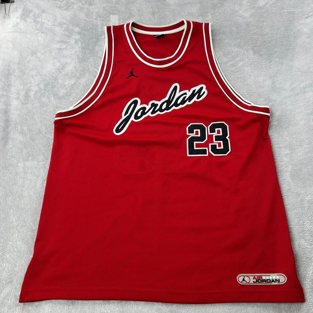 Air Jordan 23 Script Mesh Basketball Jersey 2XL Red Men Streetwear Retro